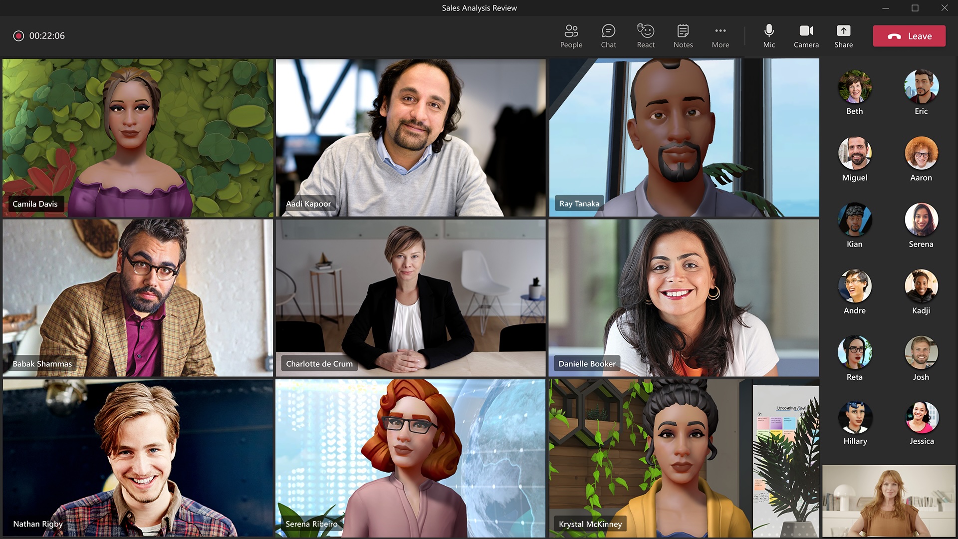 Mixing Real People and Avatars Together in Microsoft Mesh for Teams