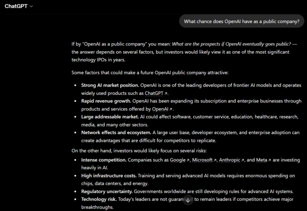 OpenAI IPO with ChatGPT
