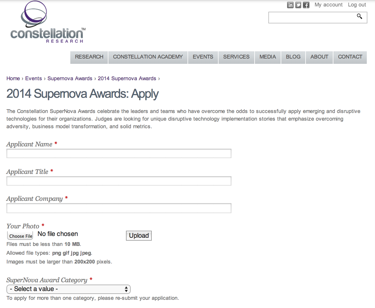 SuperNova Award Application Part I