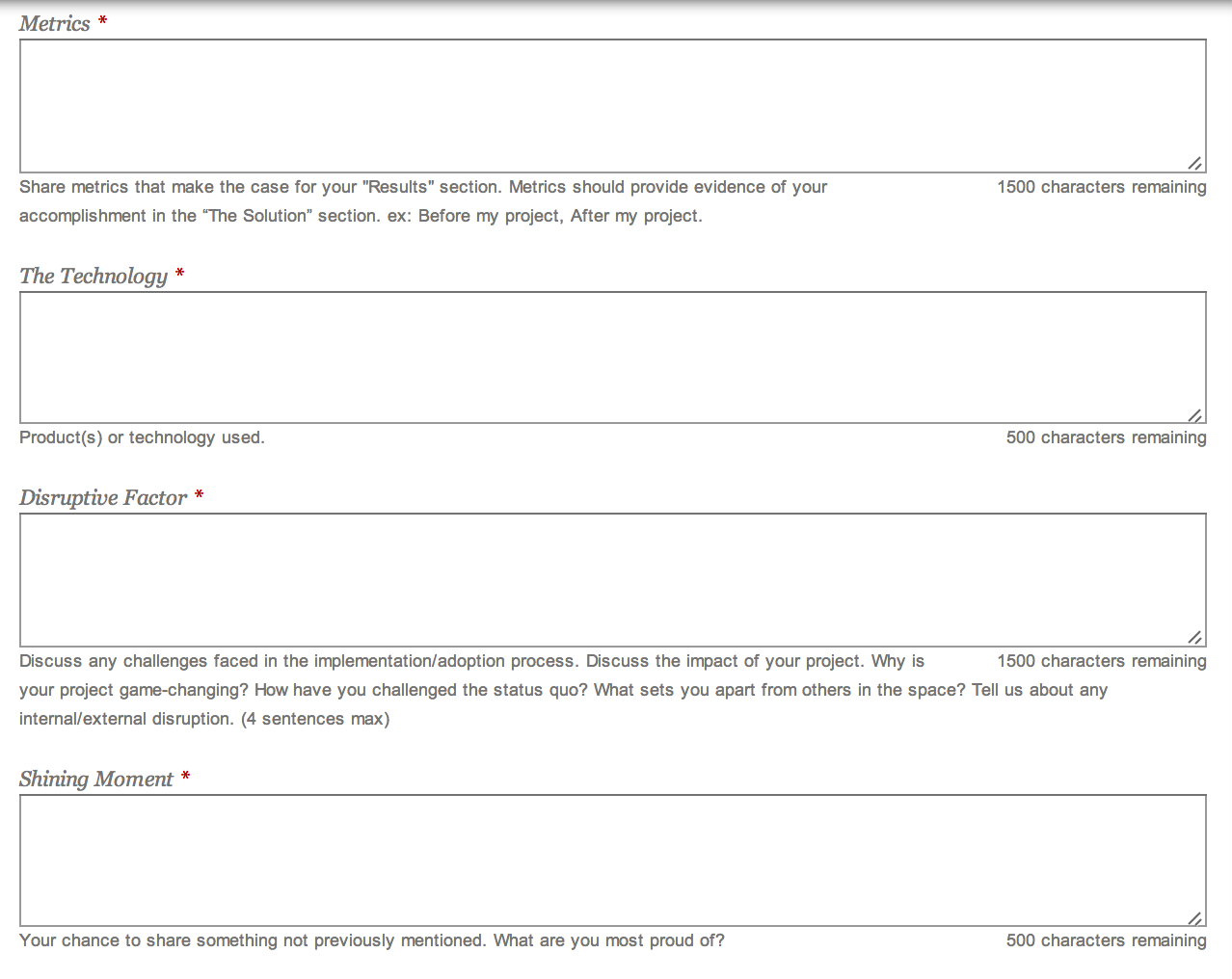 SuperNova Awards Application Part III